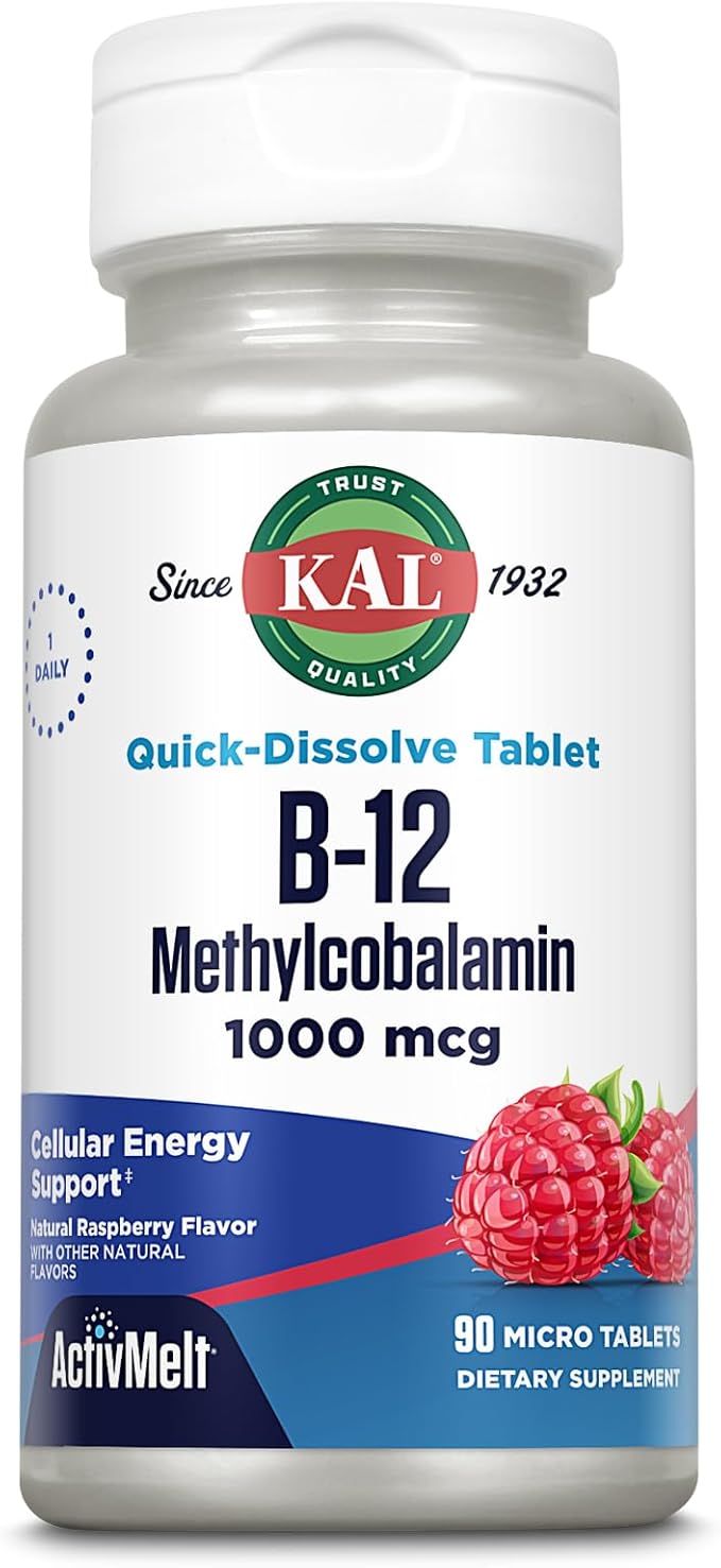 KAL Vitamin B12 Methylcobalamin 1000mcg Fast Dissolve, 90 Micro Tabs