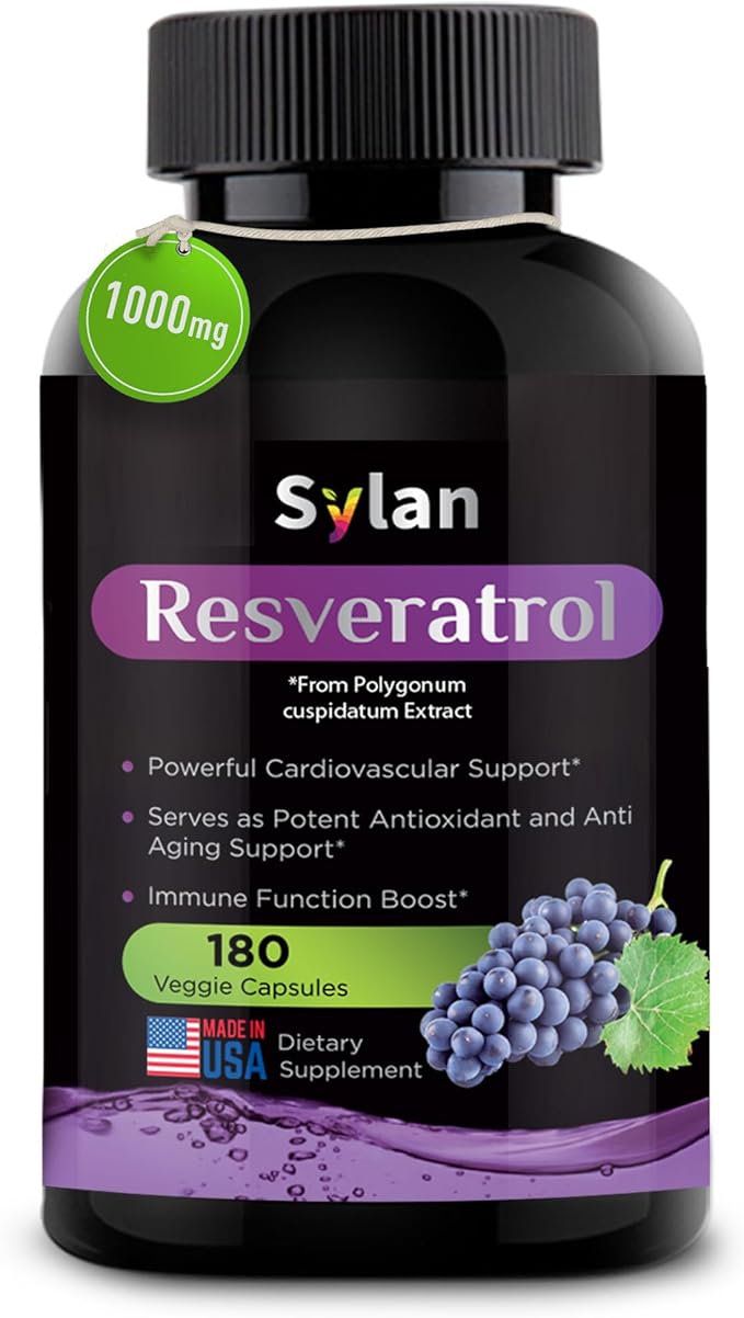 SYLAN Resveratrol 1000mg, 180 Veggie Capsules