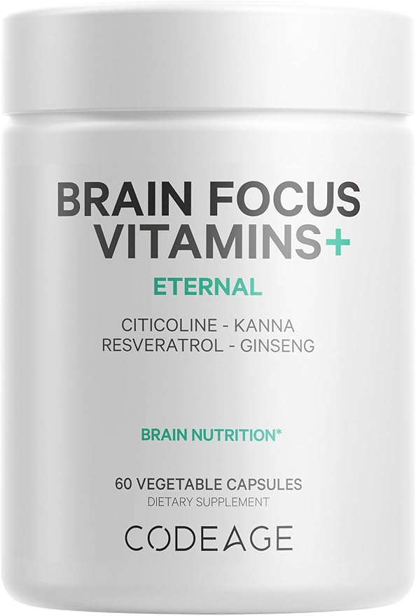 Codeage Brain Focus Vitamins+ Nootropic Stack, 60 Capsules