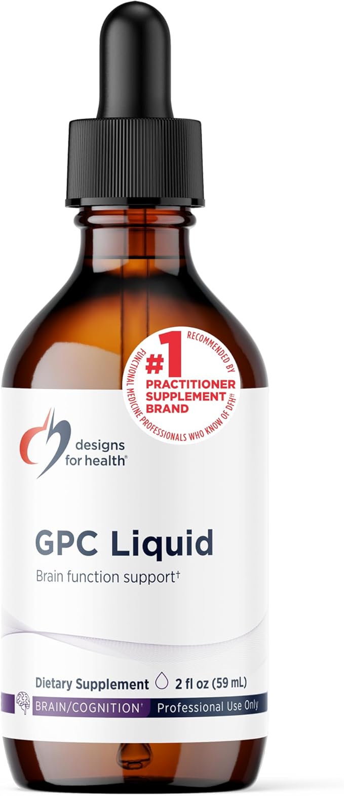 Designs for Health Alpha-GPC Liquid Drops 600mg Soy-Free, 2oz