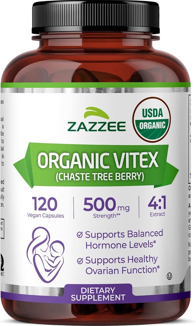 Zazzee USDA Organic Vitex 4:1 Extract 120 Caps