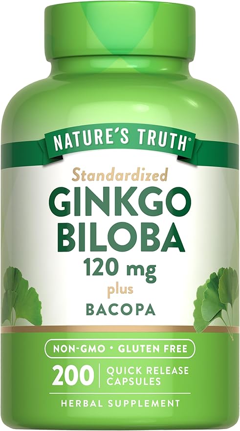 Nature's Truth Ginkgo Biloba 120mg Standardized Extract, 200 Capsules