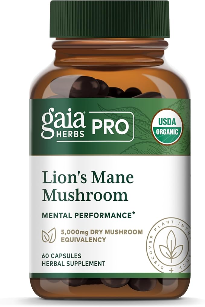 Gaia Herbs PRO Lion's Mane Mushroom 2500mg, 60 Capsules