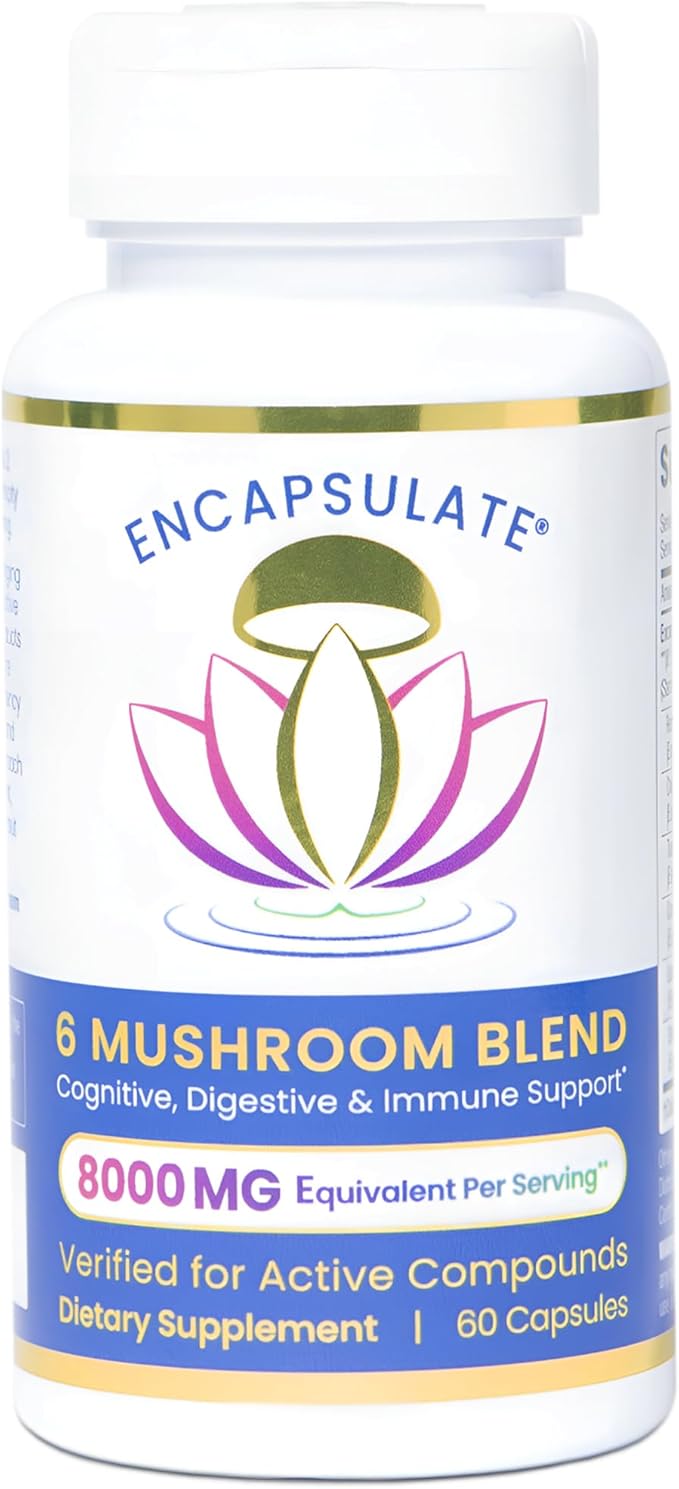 ENCAPSULATE 6 Mushroom Blend 8:1 Extract, 60 Capsules