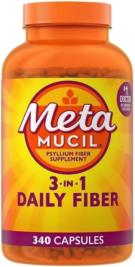 Metamucil 3-in-1 Psyllium Husk Fiber Capsules 340 Caps